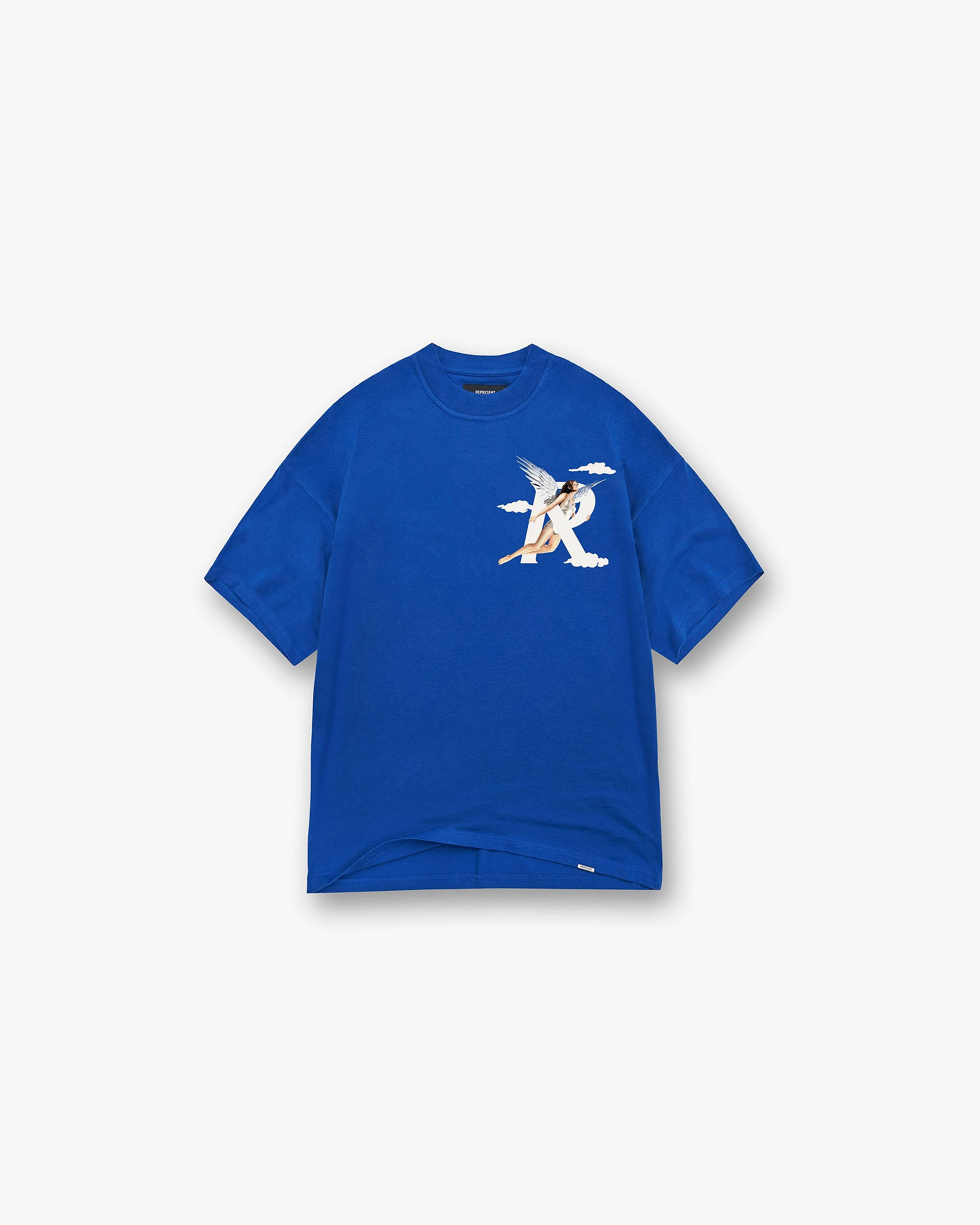 Front product image of a mens cobalt blue t-shirt on a plain white background | Storms In Heaven T-Shirt in Cobalt | Relaxed fit t-shirt | SS23 T-Shirts | Represent Clo