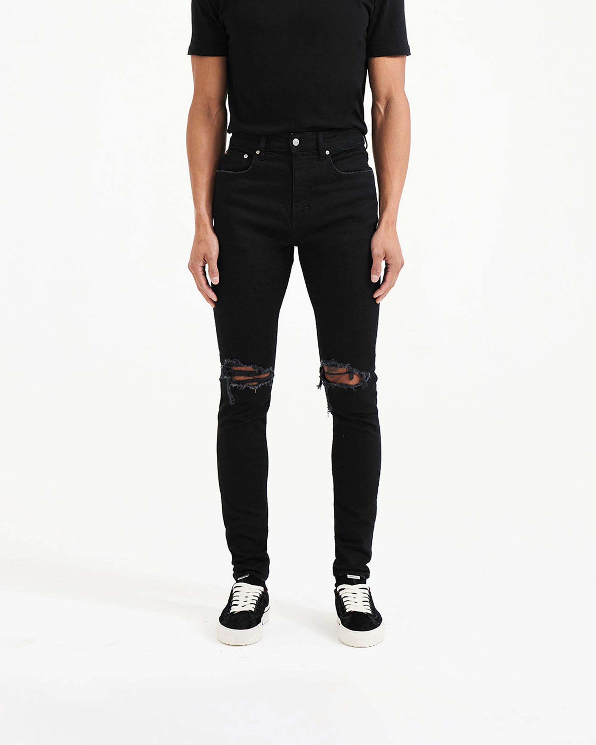 Men's Black Ripped Jeans  | Represent Clo