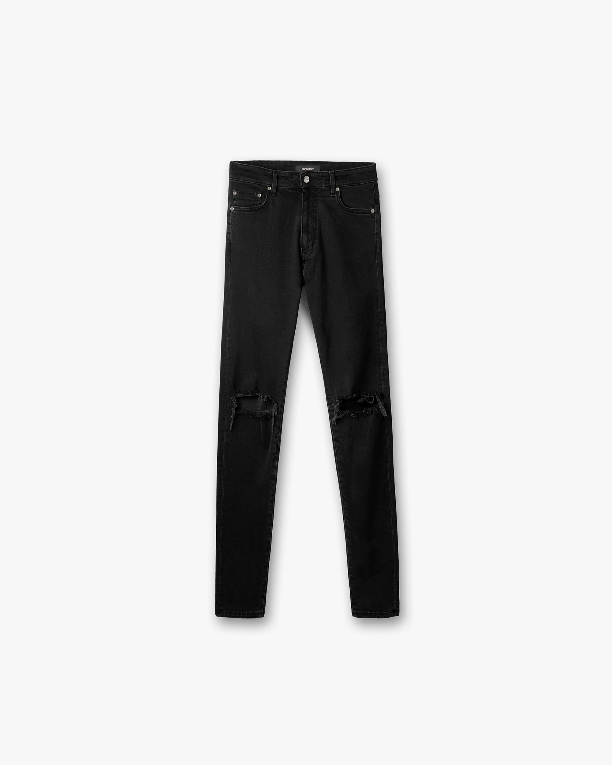 Men's Black Ripped Jeans  | Represent Clo
