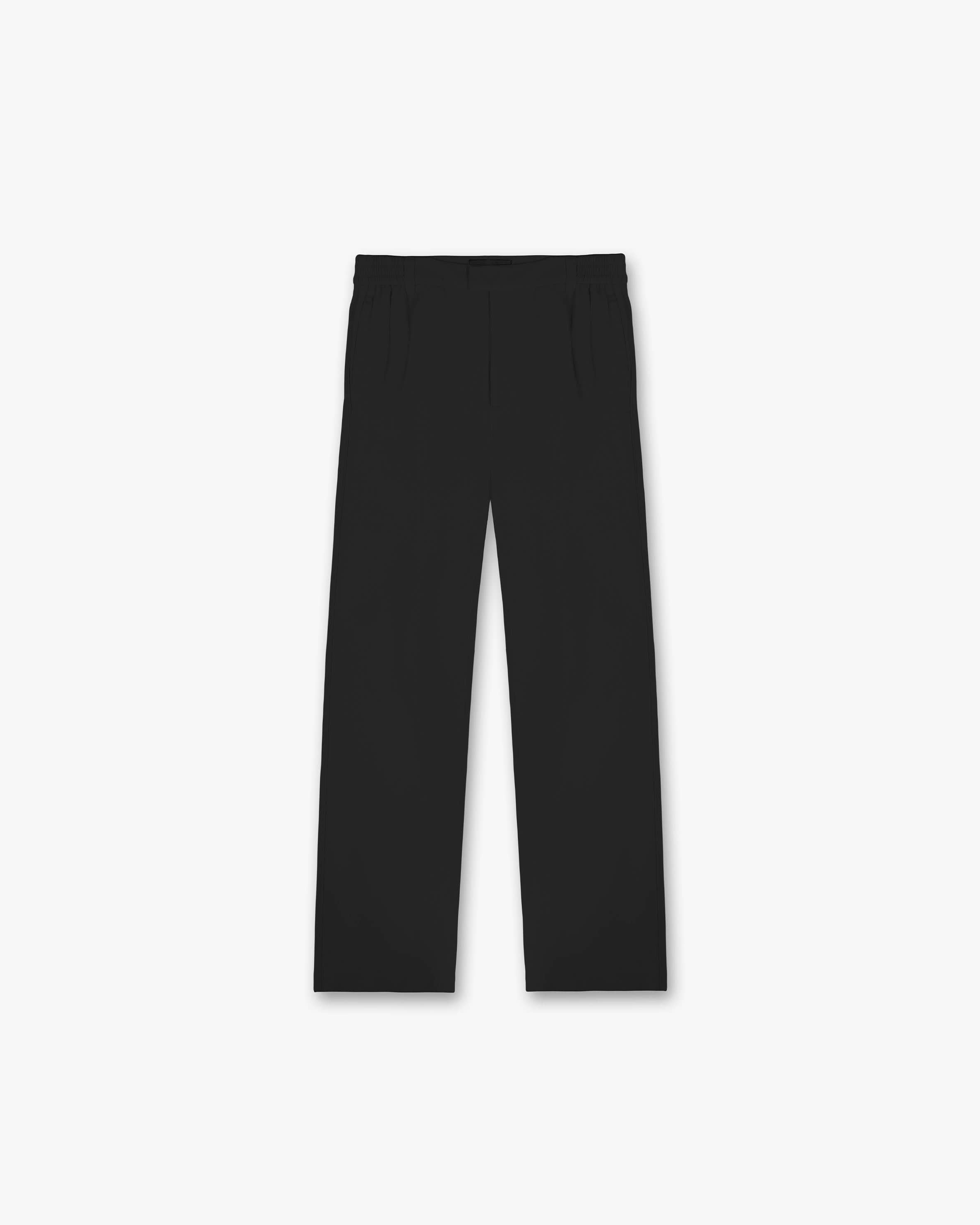 Front product image of mens black pants on a plain white background | Yacht Pant in Black | Tailored pants with sleek design | SC23 Pants | Represent Clo