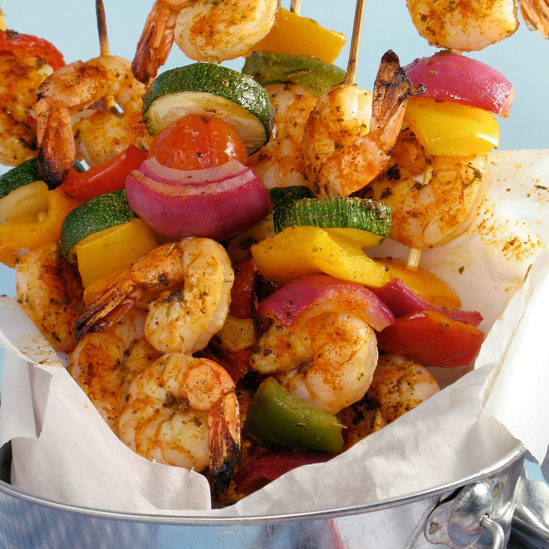 SPICY GARLIC SHRIMP KEBABS