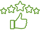Five Stars with a thumbs up icon